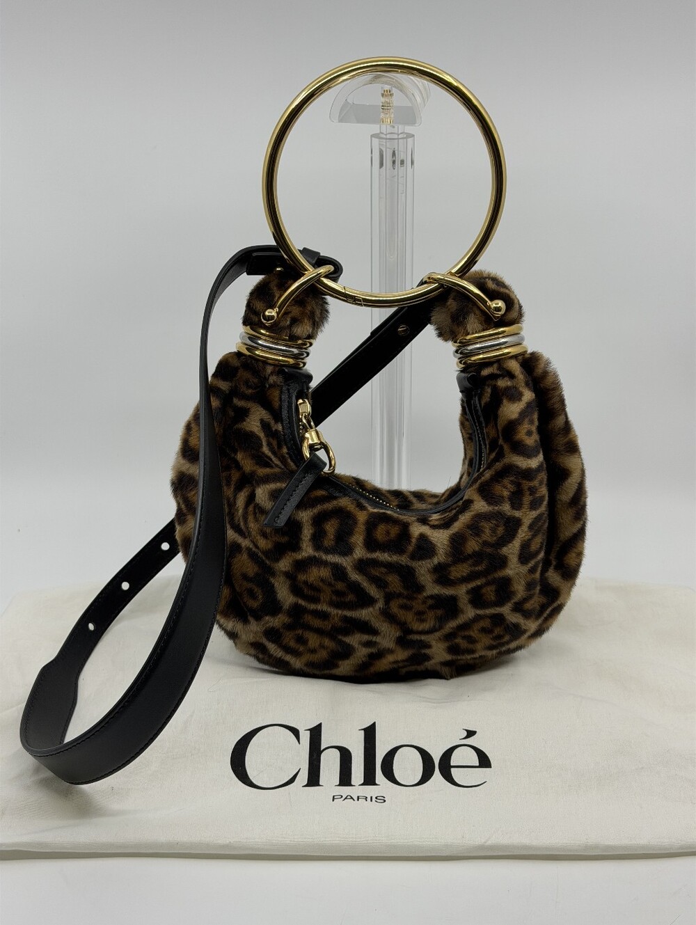Chloe Bracelet Leopard Print Shearling Bag